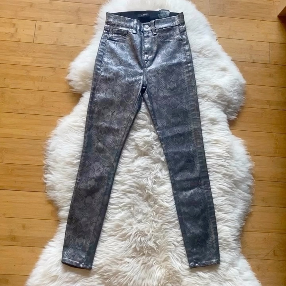 SEVEN7 Metallic Snakeskin Skinny Jean